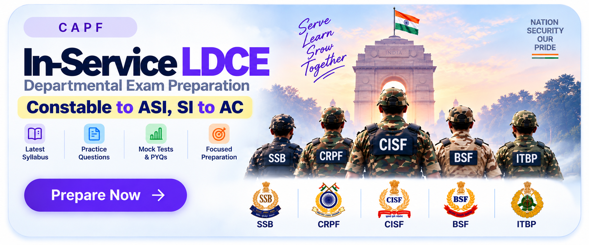 CAPF In-Service — Departmental Exam Preparation for CISF, CRPF, BSF, ITBP and SSB